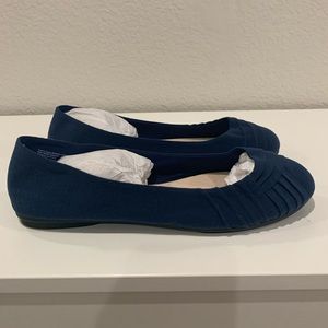 Brand new, comfortable, navy blue, suede flats!